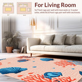 Ultra Soft Area Rug, Non Slip, Stain Resistant, Washable Area Rugs for Living Room, Bedroom, Soft Ocean Inspired Entryway Rug for Modern Homes(Pink)