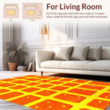 Ultra Soft Area Rug, Non Slip, Stain Resistant, Washable Area Rugs for Living Room, Bedroom, Vibrant Orange Yellow Dreamscape Rug(Yellow)