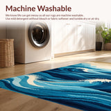 Ultra Soft Area Rug, Non Slip, Stain Resistant, Washable Area Rugs for Living Room, Bedroom, Stylish Aquatic Spiral Motif(Blue)