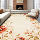 Ultra Soft Area Rug, Non Slip, Stain Resistant, Washable Area Rugs for Living Room, Bedroom, Artistic Floral Area Non Skid Backing Easy Clean Durable Low Pile(Beige)