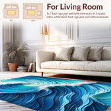 Ultra Soft Area Rug, Non Slip, Stain Resistant, Washable Area Rugs for Living Room, Bedroom, Beach Theme Non-Slip Carpet for Girls' Playroom(Blue)