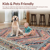 Ultra Soft Area Rug, Non Slip, Stain Resistant, Washable Area Rugs for Living Room, Bedroom, Bloom Washable Non-Slip Rug - Boho Inspired Home Accent(Orange)