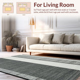 Ultra Soft Area Rug, Non Slip, Stain Resistant, Washable Area Rugs for Living Room, Bedroom, Woven Black White Stripe Rug: Contemporary Home Decor Carpet(Gray)
