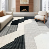 Ultra Soft Area Rug, Non Slip, Stain Resistant, Washable Area Rugs for Living Room, Bedroom, Modern Abstract Ivory Black Living Room Non-Shedding Rug(Black)