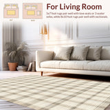 Ultra Soft Area Rug, Non Slip, Stain Resistant, Washable Area Rugs for Living Room, Bedroom, Warm Earth Toned Diamond Arrangement(Beige)