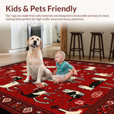 Ultra Soft Area Rug, Non Slip, Stain Resistant, Washable Area Rugs for Living Room, Bedroom, Red Bandana Cat Rug Playful Pet-Friendly Indoor Bathroom Carpet(Red)