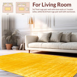 Ultra Soft Area Rug, Non Slip, Stain Resistant, Washable Area Rugs for Living Room, Bedroom, Bright Cheerful Outdoor Serenity(Yellow)