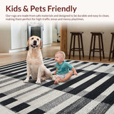 Ultra Soft Area Rug, Non Slip, Stain Resistant, Washable Area Rugs for Living Room, Bedroom, Monochrome Striped Geometric Rug, Contrast Zebra Pattern Carpet, Minimalist(Gray)