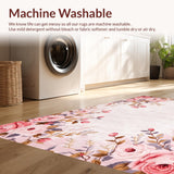 Ultra Soft Area Rug, Non Slip, Stain Resistant, Washable Area Rugs for Living Room, Bedroom, Whimsical Petal Patterned Rug(Pink)