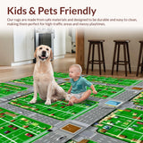 Ultra Soft Area Rug, Non Slip, Stain Resistant, Washable Area Rugs for Living Room, Bedroom, Lively Roadway Exploration Scene(Green)
