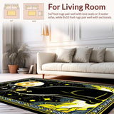 Ultra Soft Area Rug, Non Slip, Stain Resistant, Washable Area Rugs for Living Room, Bedroom, Enchanting Dark Green Fantasy Design(Black)
