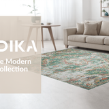 Distressed Cream and Green Tiled(Green)