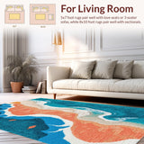 Ultra Soft Area Rug, Non Slip, Stain Resistant, Washable Area Rugs for Living Room, Bedroom, Nautical Beach Themed Living Room Area Carpet(Orange)