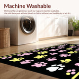 Ultra Soft Area Rug, Non Slip, Stain Resistant, Washable Area Rugs for Living Room, Bedroom, Cute Animal Tracks in Bold Hues(Black)