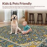 Ultra Soft Area Rug, Non Slip, Stain Resistant, Washable Area Rugs for Living Room, Bedroom, Elegant Floral Grey Aesthetic(Gray)