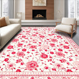 Ultra Soft Area Rug, Non Slip, Stain Resistant, Washable Area Rugs for Living Room, Bedroom, Vibrant Retro Blossom Design(White)