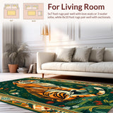 Ultra Soft Area Rug, Non Slip, Stain Resistant, Washable Area Rugs for Living Room, Bedroom, Chic Retro Floral Accents(Brown)
