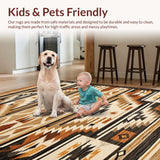 Ultra Soft Area Rug, Non Slip, Stain Resistant, Washable Area Rugs for Living Room, Bedroom, Luxurious Warm Geometric Aesthetics(Brown)