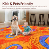 Ultra Soft Area Rug, Non Slip, Stain Resistant, Washable Area Rugs for Living Room, Bedroom, Bold Retro Color Play Design(Red)