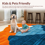 Ultra Soft Area Rug, Non Slip, Stain Resistant, Washable Area Rugs for Living Room, Bedroom, Radiant Fluid Color Harmony(Orange)
