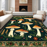Ultra Soft Area Rug, Non Slip, Stain Resistant, Washable Area Rugs for Living Room, Bedroom, Rustic Mushroom Botanical Motif(Green)