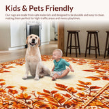 Autumn Harvest Medallion Area with Rustic Burnt Orange Leaf Design(Beige)