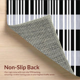 Ultra Soft Area Rug, Non Slip, Stain Resistant, Washable Area Rugs for Living Room, Bedroom, Chic Monochrome Stripe Carpet for Stylish Indoor Spaces(Black)