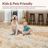 Ultra Soft Area Rug, Non Slip, Stain Resistant, Washable Area Rugs for Living Room, Bedroom, Boho Inspired with Neutral Tones(Orange)