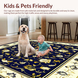 Ultra Soft Area Rug, Non Slip, Stain Resistant, Washable Area Rugs for Living Room, Bedroom, Gothic Victorian(Blue)