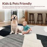Ultra Soft Area Rug, Non Slip, Stain Resistant, Washable Area Rugs for Living Room, Bedroom, Modern Abstract Ivory Black Living Room Non-Shedding Rug(Black)