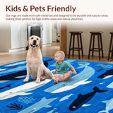 Ultra Soft Area Rug, Non Slip, Stain Resistant, Washable Area Rugs for Living Room, Bedroom, Whimsical Oceanic Themed Decor(Blue)