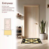 Ultra Soft Area Rug, Non Slip, Stain Resistant, Washable Area Rugs for Living Room, Bedroom, Art Deco Elegance Gold and Black Geometric(Gold)
