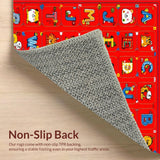 Ultra Soft Area Rug, Non Slip, Stain Resistant, Washable Area Rugs for Living Room, Bedroom, Interactive Colorful Animal Scene(Red)