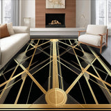 Ultra Soft Area Rug, Non Slip, Stain Resistant, Washable Area Rugs for Living Room, Bedroom, Sophisticated Black and Gold Fusion(Gold)