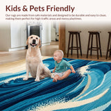 Ultra Soft Area Rug, Non Slip, Stain Resistant, Washable Area Rugs for Living Room, Bedroom, Stylish Aquatic Spiral Motif(Blue)