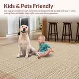 Ultra Soft Area Rug, Non Slip, Stain Resistant, Washable Area Rugs for Living Room, Bedroom, Farmhouse Inspired Braided Texture(Beige)