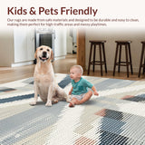 Ultra Soft Area Rug, Non Slip, Stain Resistant, Washable Area Rugs for Living Room, Bedroom, Sleek Minimalist Gray Shag Pattern(Beige)