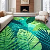 Ultra Soft Area Rug, Non Slip, Stain Resistant, Washable Area Rugs for Living Room, Bedroom, Vibrant Tropical Leaf Design Area with Relaxed Aesthetic(Blue)