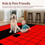 Ultra Soft Area Rug, Non Slip, Stain Resistant, Washable Area Rugs for Living Room, Bedroom, Geometric Red and Black Contrast(Red)