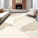 Contemporary Beige Featuring Abstract Wave Motifs(Beige)