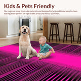 Ultra Soft Area Rug, Non Slip, Stain Resistant, Washable Area Rugs for Living Room, Bedroom, Eclectic Colorful Zebra Artwork(Pink)