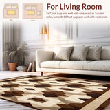 Ultra Soft Area Rug, Non Slip, Stain Resistant, Washable Area Rugs for Living Room, Bedroom, Stylish Brown Beige Geometric(Brown)