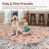 Ultra Soft Area Rug, Non Slip, Stain Resistant, Washable Area Rugs for Living Room, Bedroom, Transitional Striped Peach Aesthetic(Pink)