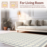 Ultra Soft Area Rug, Non Slip, Stain Resistant, Washable Area Rugs for Living Room, Bedroom, Rustic Two-Toned Floral Arrangement(Beige)