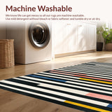 Ultra Soft Area Rug, Non Slip, Stain Resistant, Washable Area Rugs for Living Room, Bedroom, Striped Harmony Rug with Linear Contrast and Bold Modern Patterning(Black)
