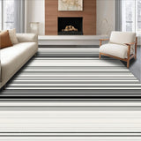 Ultra Soft Area Rug, Non Slip, Stain Resistant, Washable Area Rugs for Living Room, Bedroom, Artisanal Woven Linear Pattern Rug with Chic Monochrome Stripes(Black)