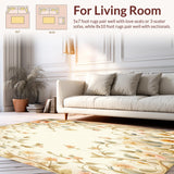 Ultra Soft Area Rug, Non Slip, Stain Resistant, Washable Area Rugs for Living Room, Bedroom, Whispering Meadow Floral Modern Home Style(Ivory)