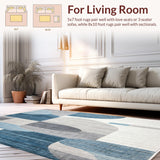 Ultra Soft Area Rug, Non Slip, Stain Resistant, Washable Area Rugs for Living Room, Bedroom, Contemporary Area Rug Abstract Blue & Grey(Gray)