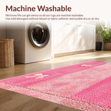 Ultra Soft Area Rug, Non Slip, Stain Resistant, Washable Area Rugs for Living Room, Bedroom, Cute Feminine Bedroom Accent Rug Washable(Pink)