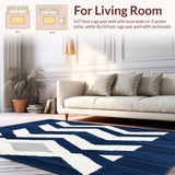 Ultra Soft Area Rug, Non Slip, Stain Resistant, Washable Area Rugs for Living Room, Bedroom, Bathroom Runner(Blue)
